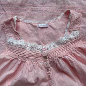 Cotton Pink Victorian Style Lace Trim Sleeveless Nightgown